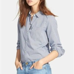 Current/Elliott The Slim Boy Shirt Houndstooth Brigade Blue White Black Sz M